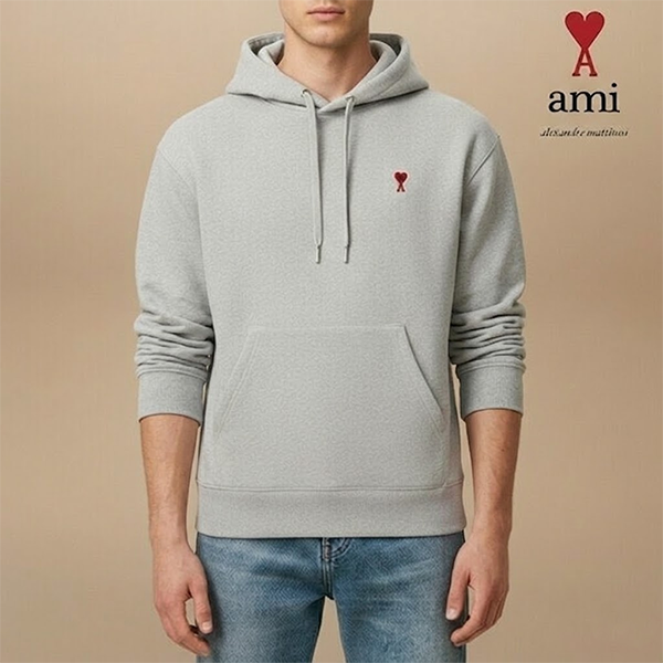 아미❣️후드티 최초❤️9만원대! [ami] 스몰하트 로고✨레드 하트 후드티 (✨병행수입정품 / 색상: 그레이, 블랙, 네이비 / 사이즈: S, M, L, XL / 모델명 : BFUSW235)